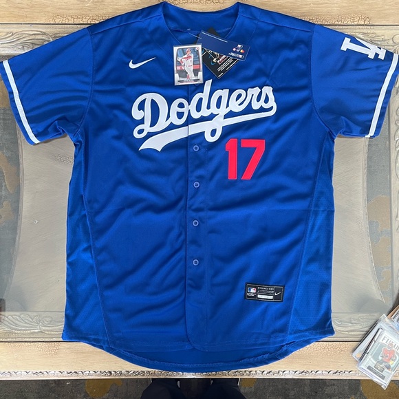 Shohei Ohtani Jersey and Card Mens Large Blue Los Angeles Dodgers - Picture 2 of 8